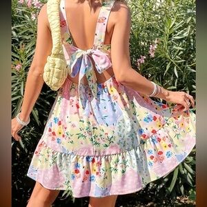 Floral Back-Tie Sundress in Pastel Mix